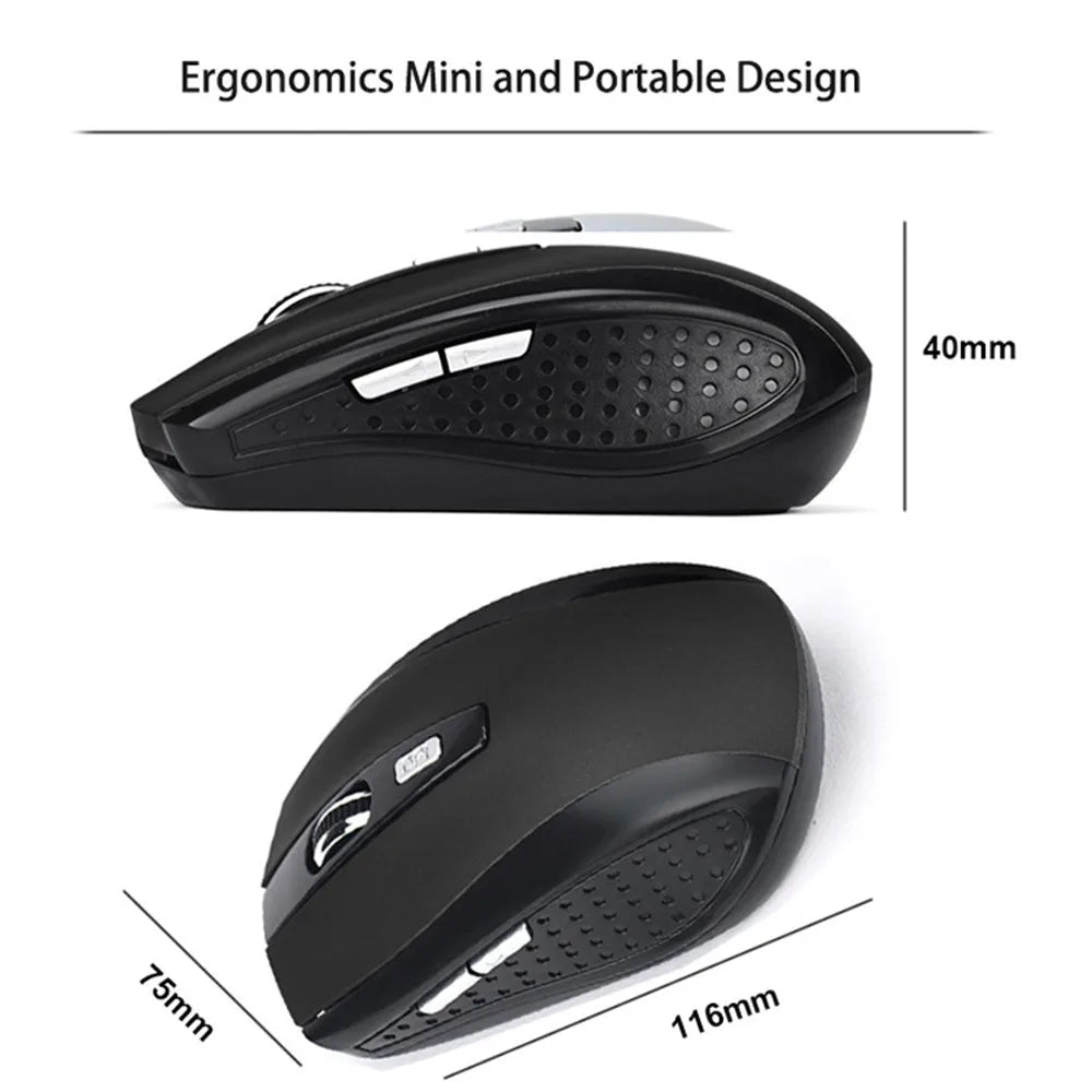 Mouse Inalámbrico 2.4G Gaming - Silencioso y Ergonómico