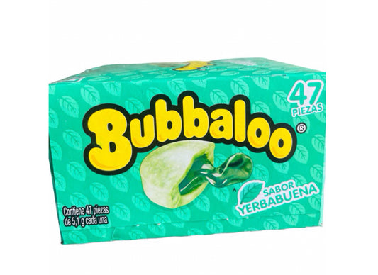 Chicle Bubbaloo Yerbabuena - Caja 47 Piezas | Dulces Mexicanos