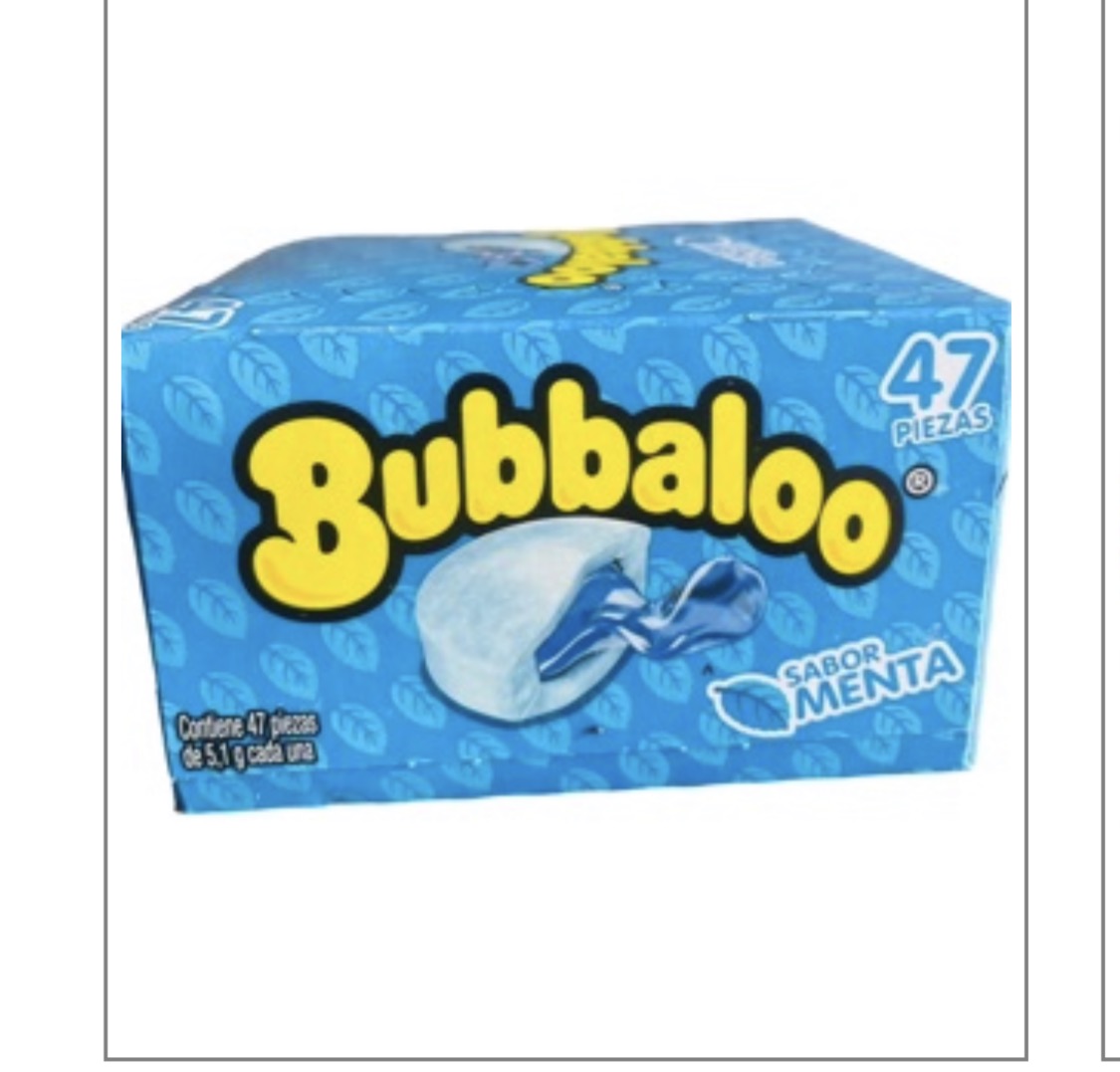 Chicle Bubbaloo Menta - Caja 47 Piezas | Dulces Mexicanos
