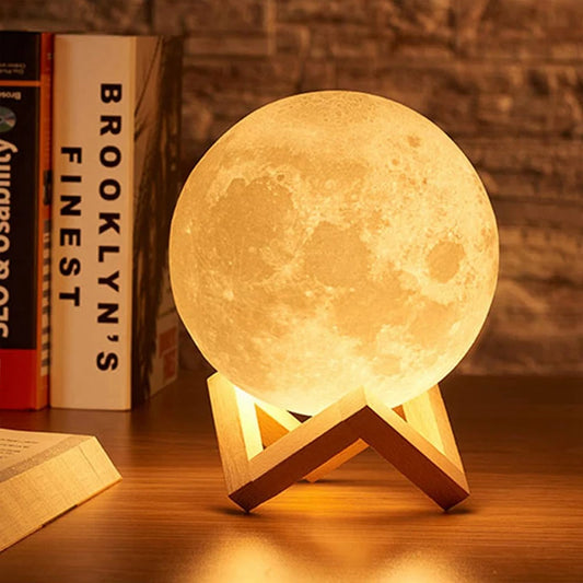 Luz Nocturna LED Luna 3D - Lámpara Decorativa para Niños