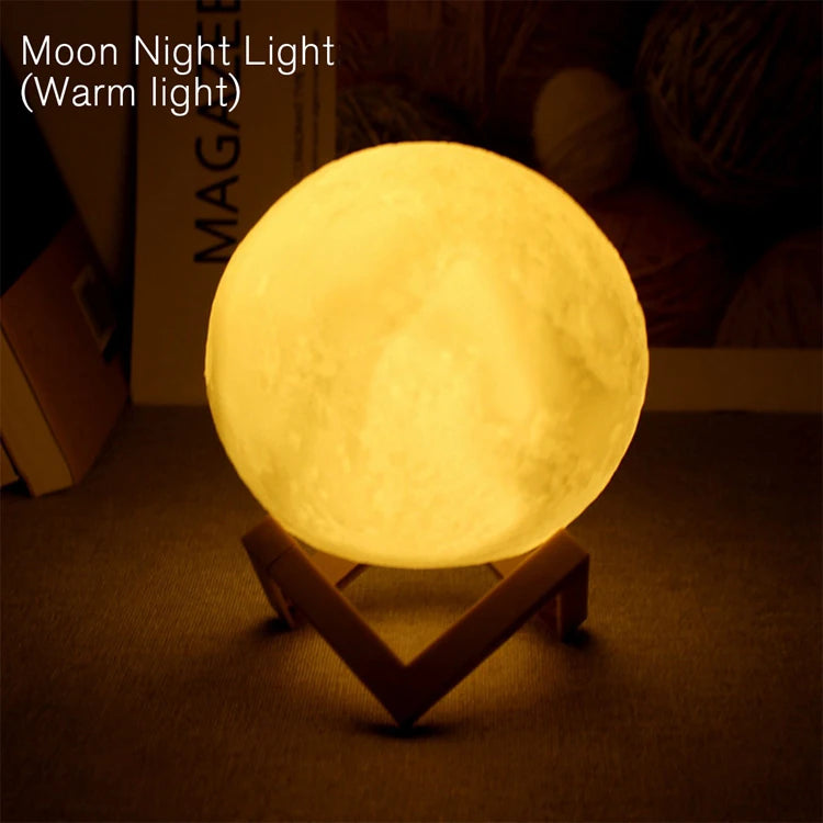 Luz Nocturna LED Luna 3D - Lámpara Decorativa para Niños