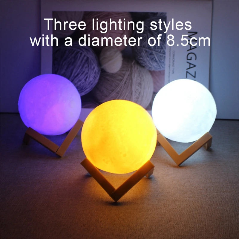 Luz Nocturna LED Luna 3D - Lámpara Decorativa para Niños