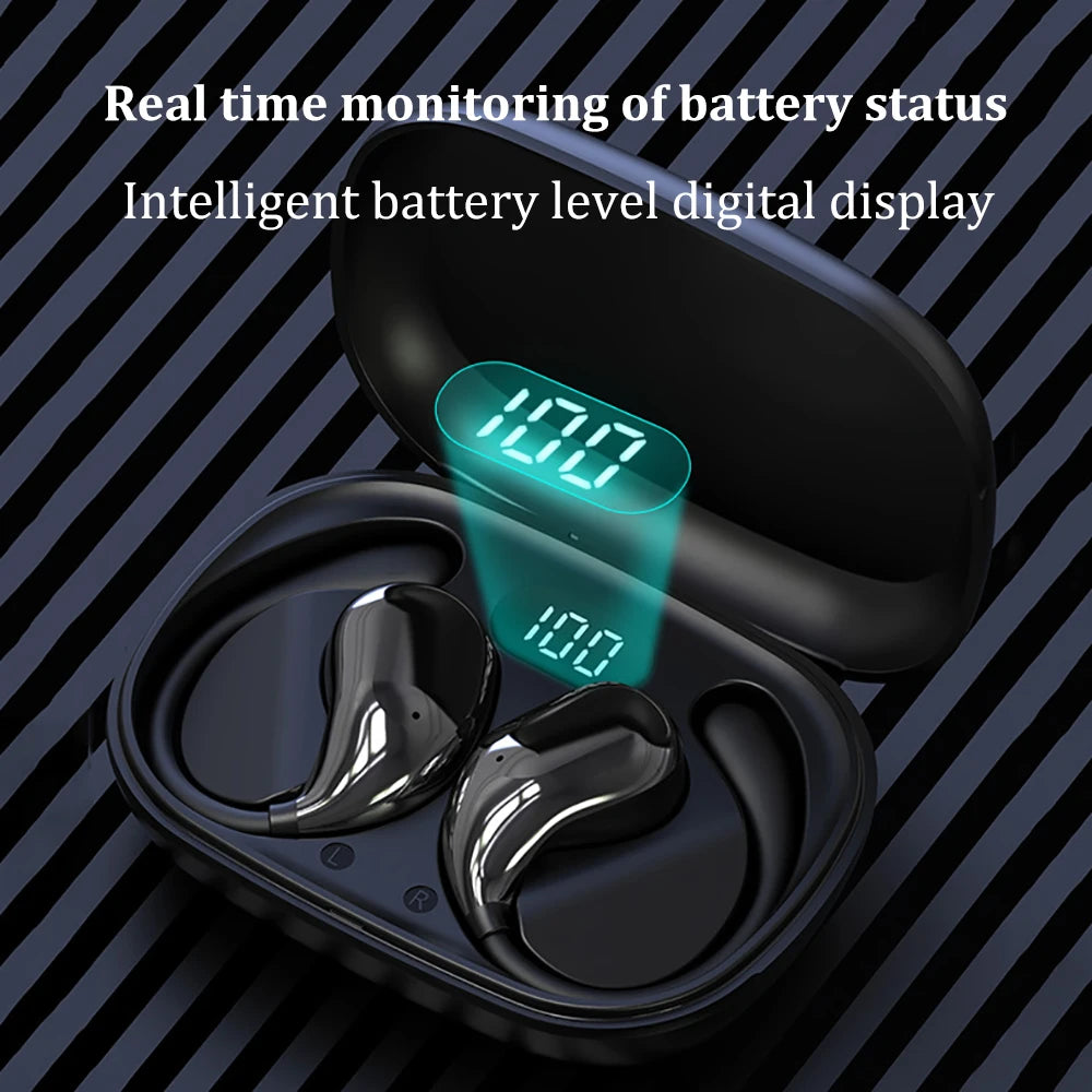 Audífonos Bluetooth 5.4 con Gancho - TWS Inalámbricos HiFi con Display LED