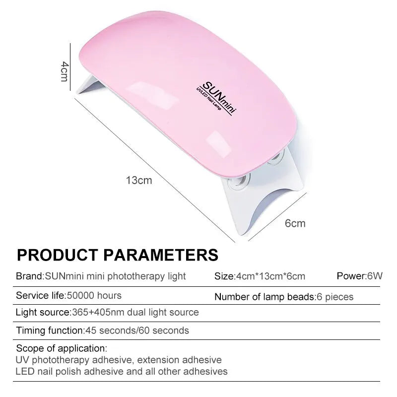 Secador Uñas Mini 6W LED UV - Lámpara Manicura Portátil