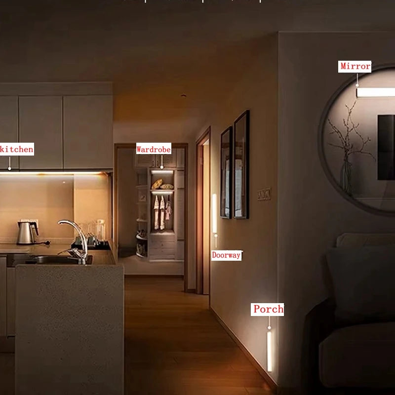 Luz LED Sensor Movimiento USB-C Recargable - Luz Nocturna Automática