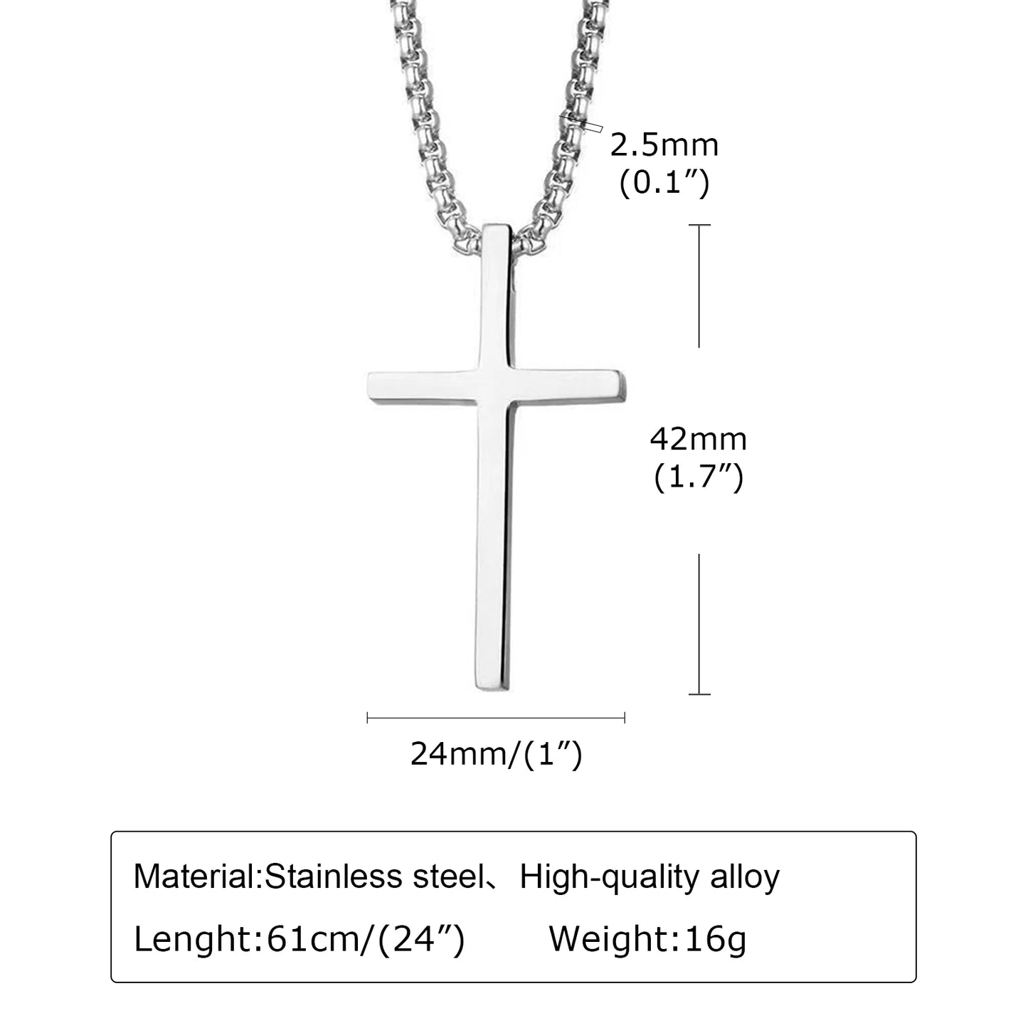 Collar de Cruz de Acero Inoxidable - Unisex Elegante | Joyería Religiosa