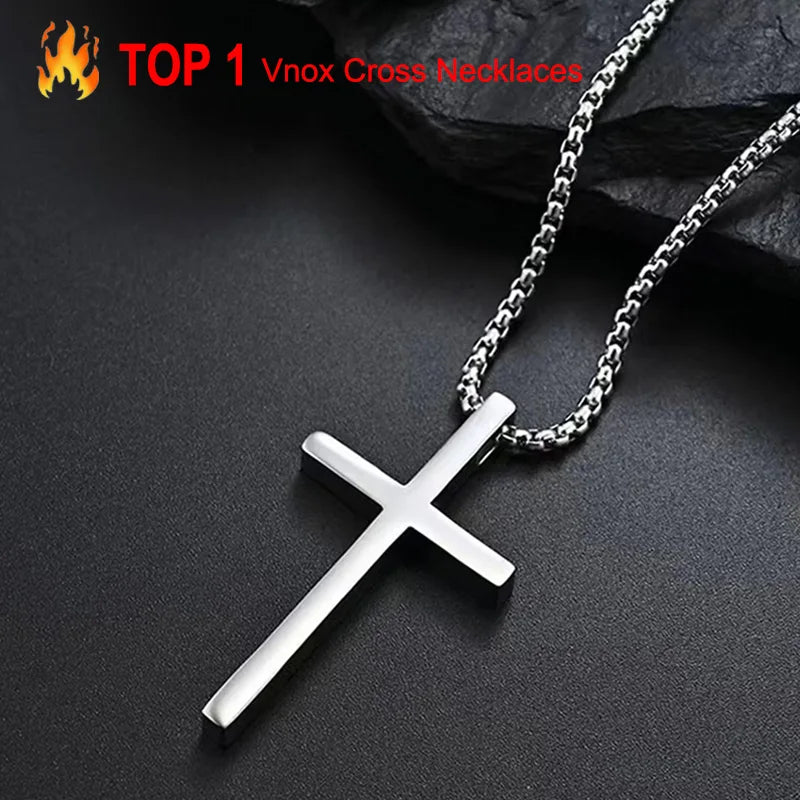 Collar de Cruz de Acero Inoxidable - Unisex Elegante | Joyería Religiosa