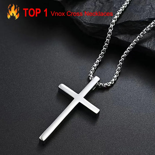 Collar de Cruz de Acero Inoxidable - Unisex Elegante | Joyería Religiosa