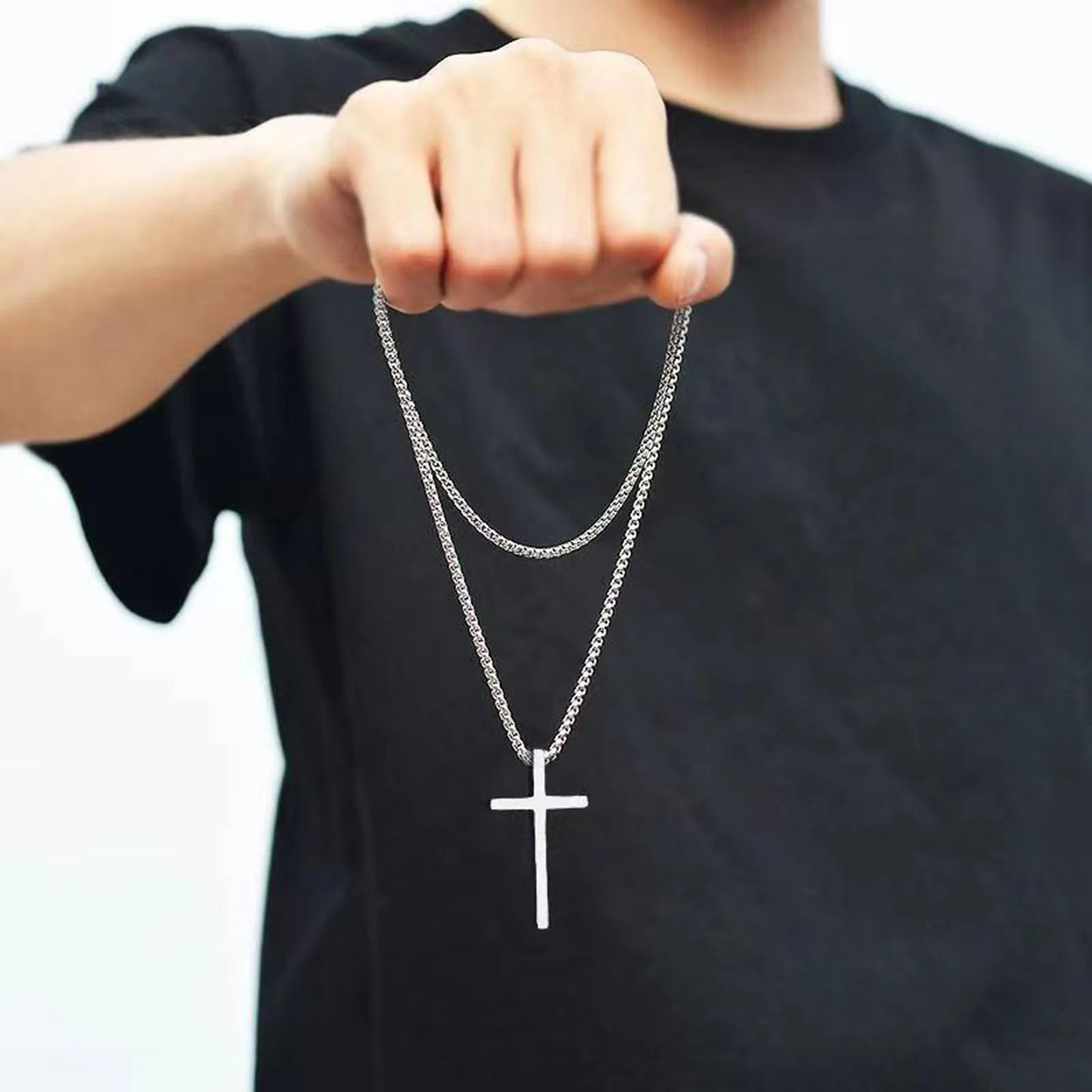 Collar de Cruz de Acero Inoxidable - Unisex Elegante | Joyería Religiosa