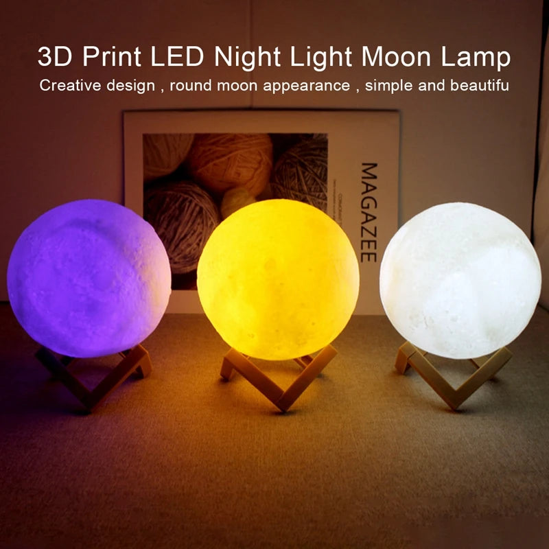 Luz Nocturna LED Luna 3D - Lámpara Decorativa para Niños