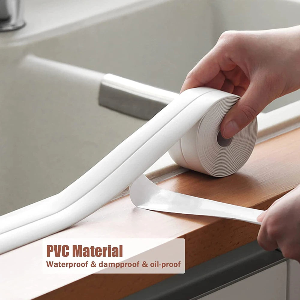 Cinta Selladora Impermeable 3.2m - Adhesiva PVC para Baño y Cocina