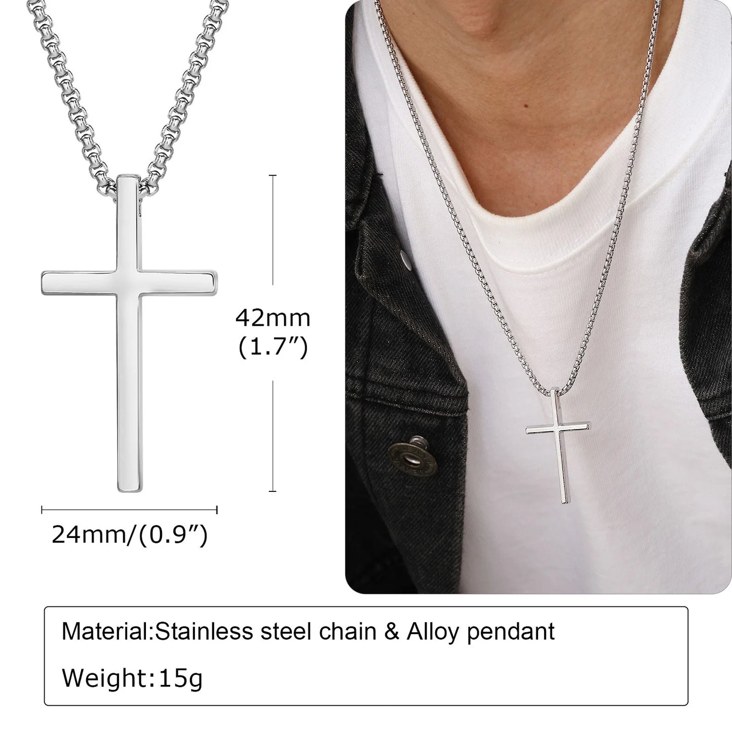 Collar de Cruz de Acero Inoxidable - Unisex Elegante | Joyería Religiosa