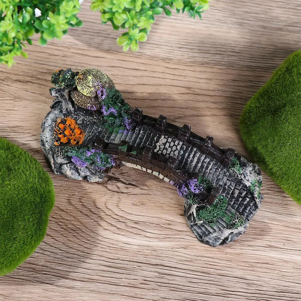 : Decoración para Acuario Árbol Artificial con Puente y Rocas - Ornamento Paisajismo Pecera