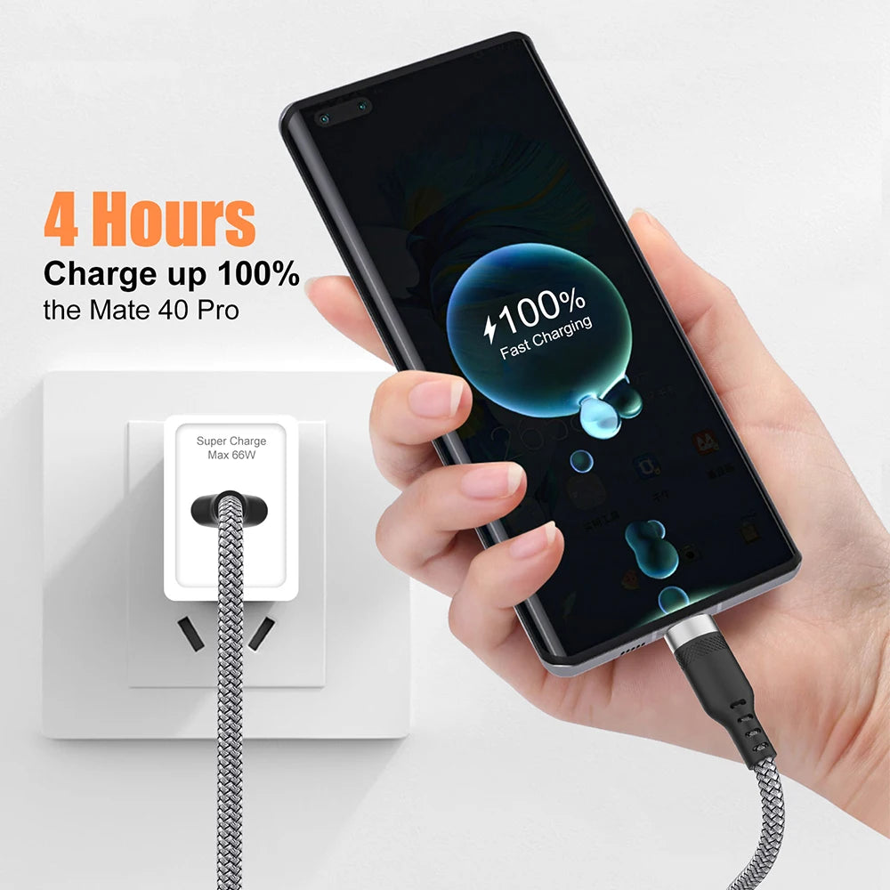 Cable USB-C 6A Carga Súper Rápida - Extensión 1m a 8m para Huawei Xiaomi