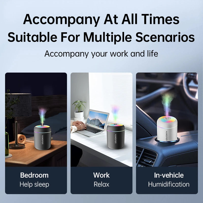 Humidificador de Aire Mini 180ML USB - Difusor de Aromas con Luces