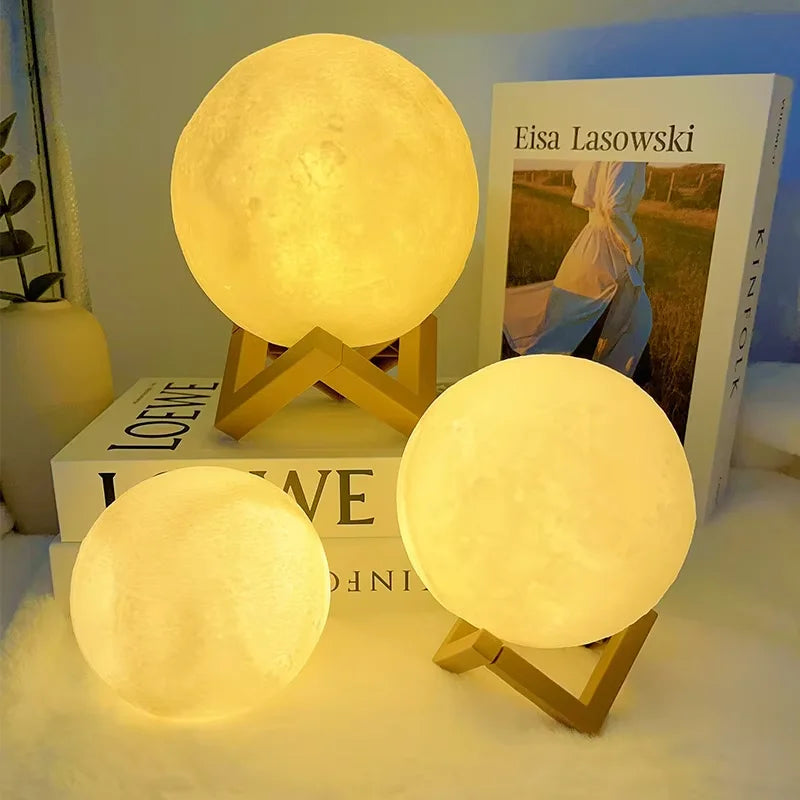 Luz Nocturna LED Luna 3D - Lámpara Decorativa para Niños