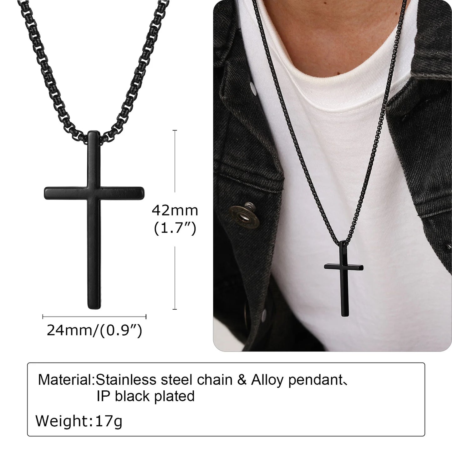 Collar de Cruz de Acero Inoxidable - Unisex Elegante | Joyería Religiosa