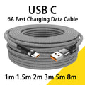 Cable USB-C 6A Carga Súper Rápida - Extensión 1m a 8m para Huawei Xiaomi