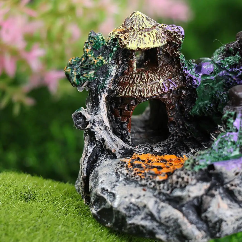 : Decoración para Acuario Árbol Artificial con Puente y Rocas - Ornamento Paisajismo Pecera