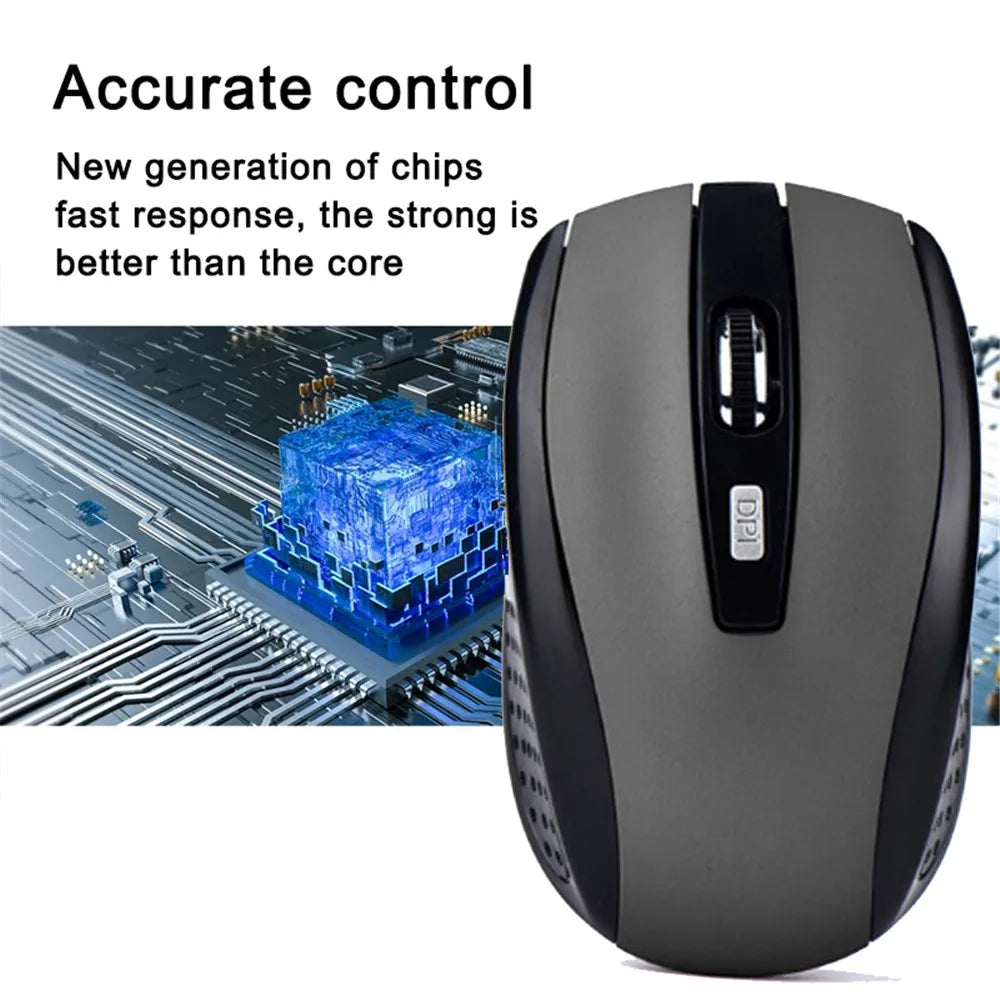 Mouse Inalámbrico 2.4G Gaming - Silencioso y Ergonómico