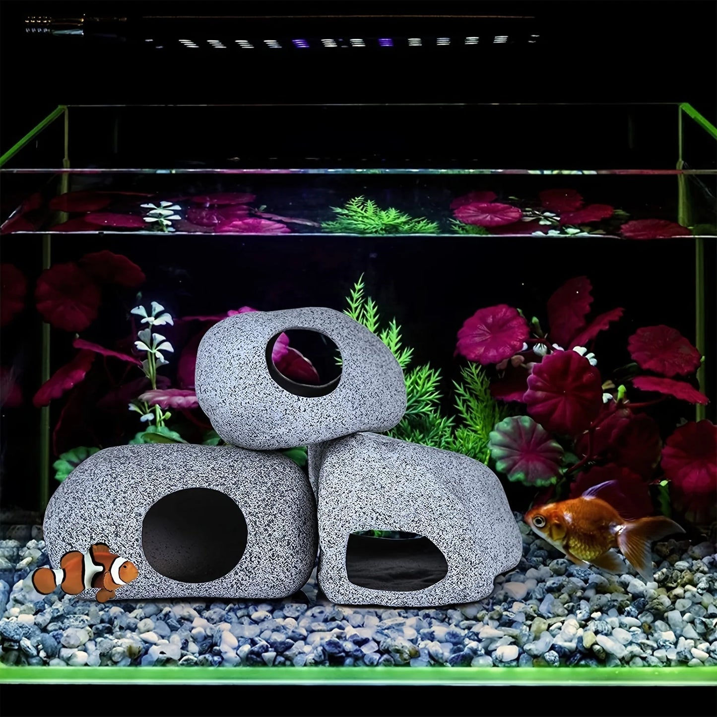 Cueva Decorativa para Acuario con Rocas Naturales - Refugio para Peces de Pecera