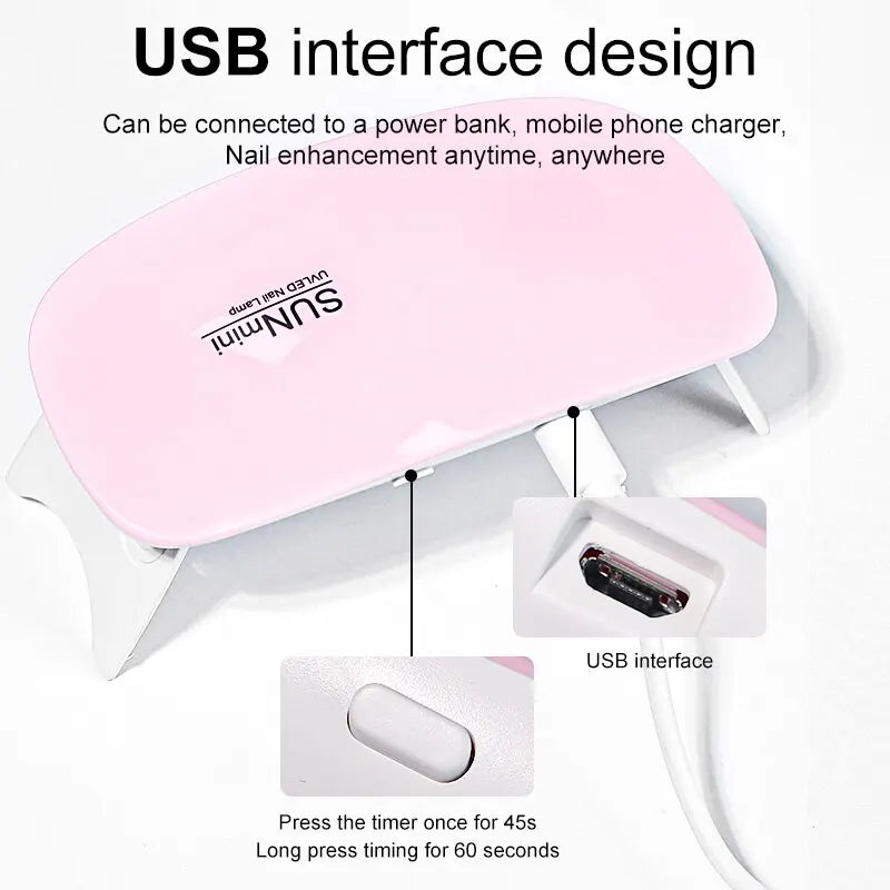 Secador Uñas Mini 6W LED UV - Lámpara Manicura Portátil