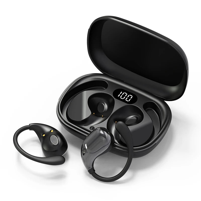 Audífonos Bluetooth 5.4 con Gancho - TWS Inalámbricos HiFi con Display LED