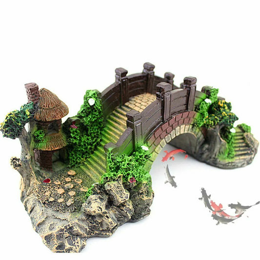 : Decoración para Acuario Árbol Artificial con Puente y Rocas - Ornamento Paisajismo Pecera
