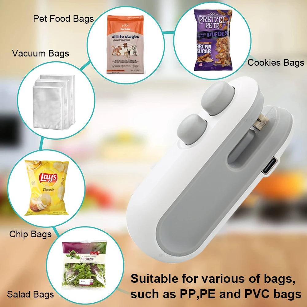 Selladora de Bolsas Portátil - Mini Sellador Térmico | Mantén Alimentos Frescos