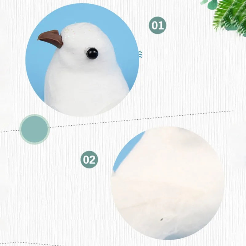 Palomas Decorativas Blancas Artificiales con Plumas - Adorno para Bodas y Eventos