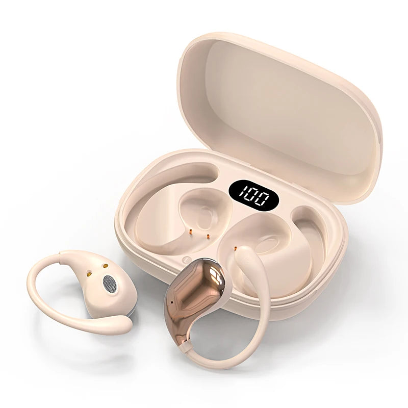 Audífonos Bluetooth 5.4 con Gancho - TWS Inalámbricos HiFi con Display LED