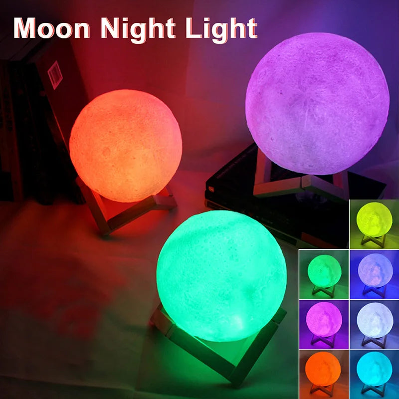 Luz Nocturna LED Luna 3D - Lámpara Decorativa para Niños