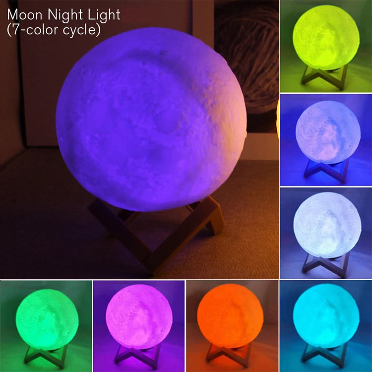 Luz Nocturna LED Luna 3D - Lámpara Decorativa para Niños