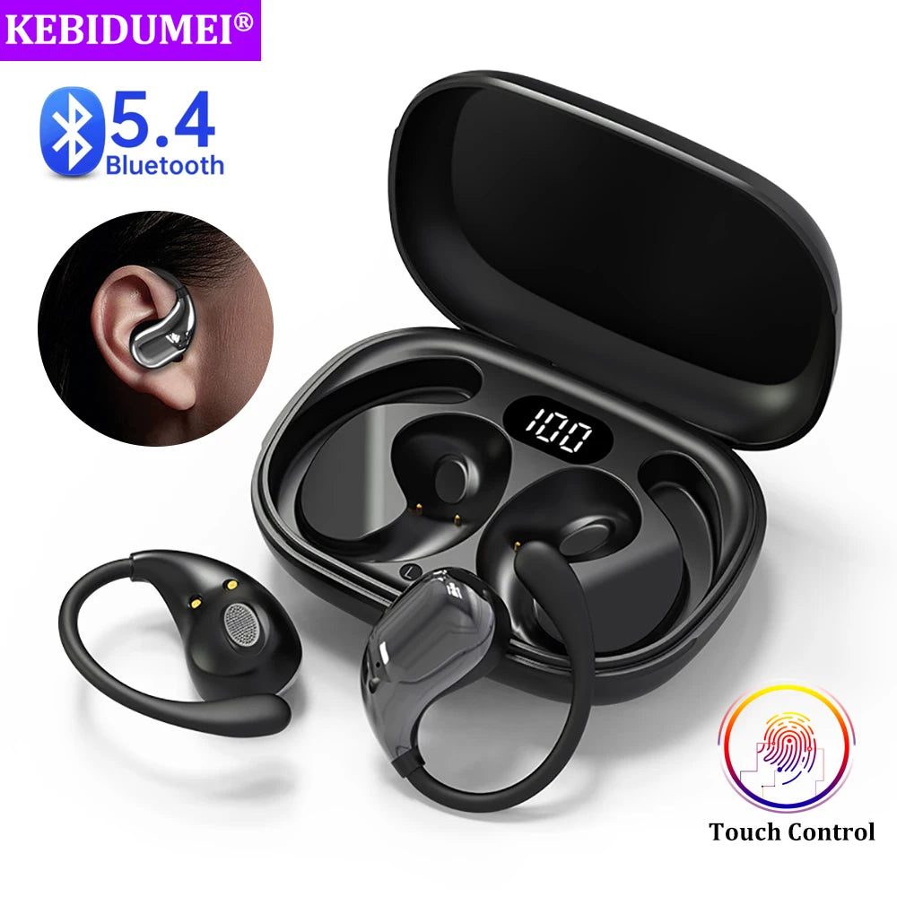 Audífonos Bluetooth 5.4 con Gancho - TWS Inalámbricos HiFi con Display LED