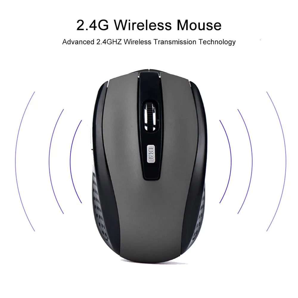 Mouse Inalámbrico 2.4G Gaming - Silencioso y Ergonómico