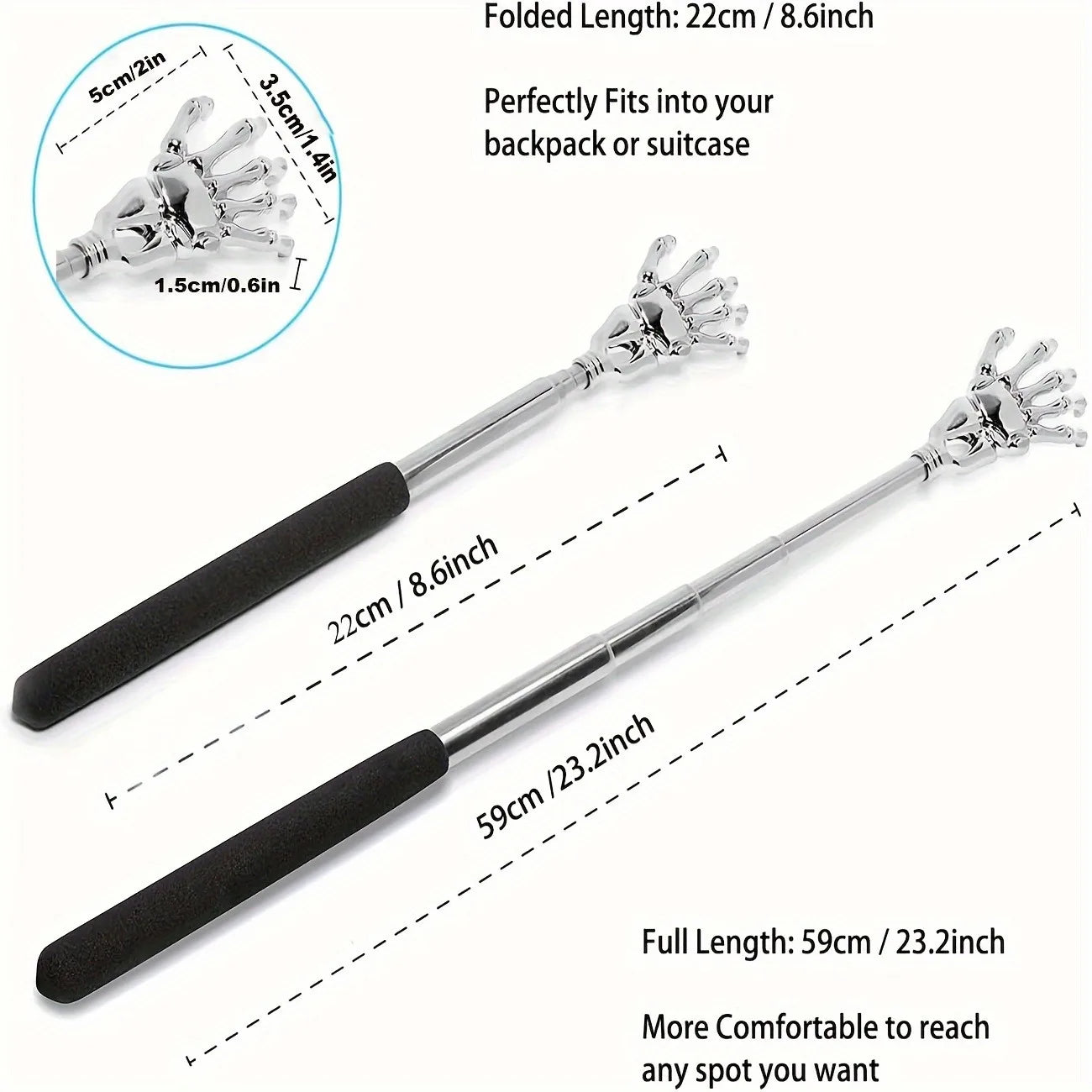Rascador de Espalda Extensible - Acero Inoxidable Telescópico | Alivio Instantáneo