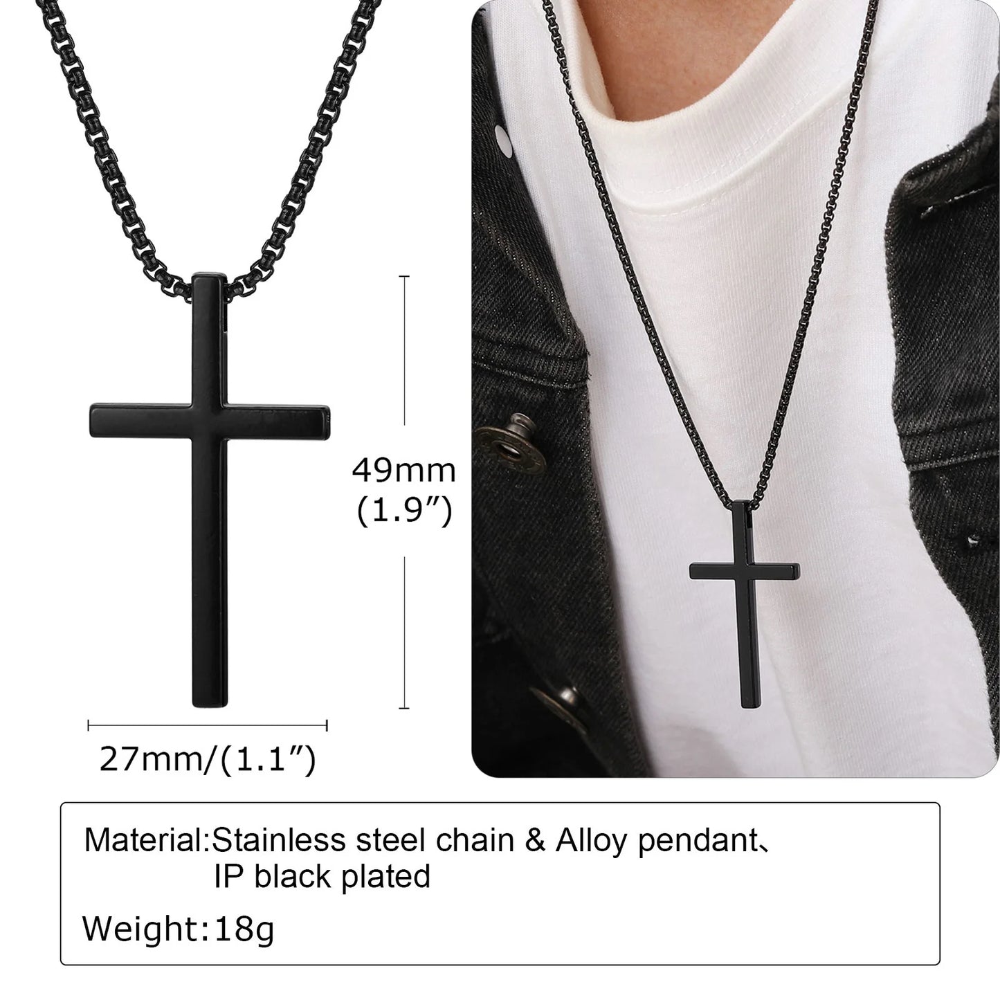 Collar de Cruz de Acero Inoxidable - Unisex Elegante | Joyería Religiosa
