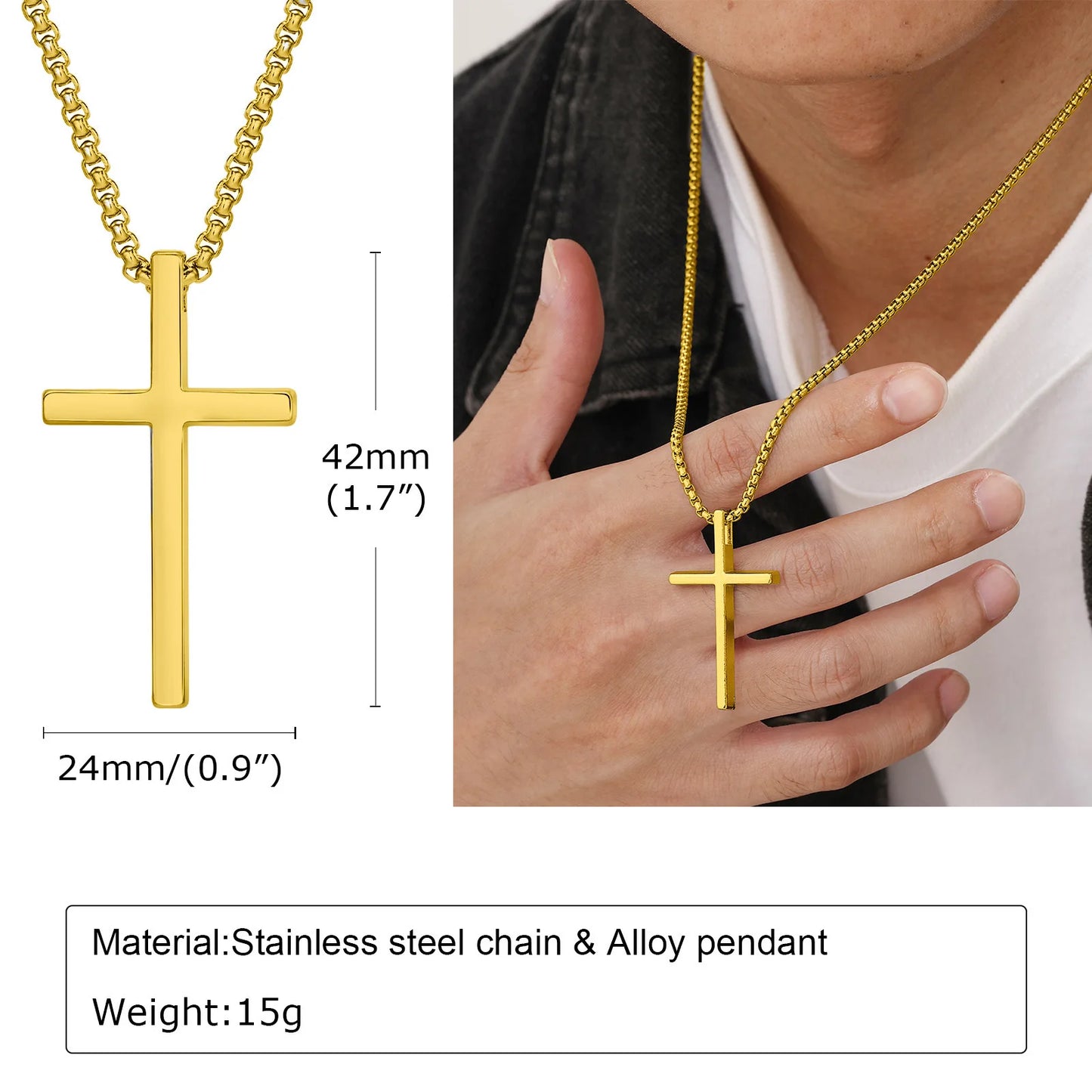 Collar de Cruz de Acero Inoxidable - Unisex Elegante | Joyería Religiosa