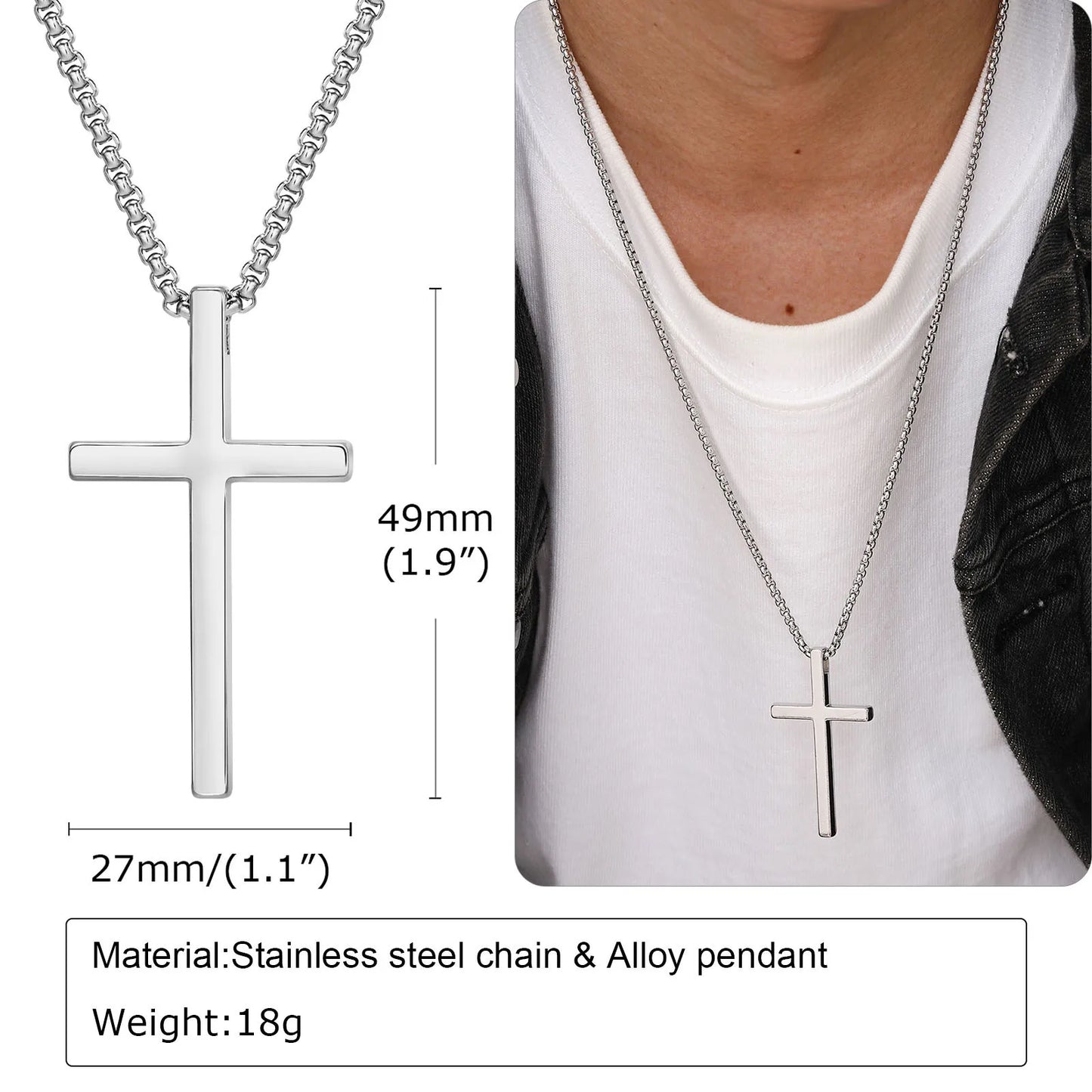 Collar de Cruz de Acero Inoxidable - Unisex Elegante | Joyería Religiosa