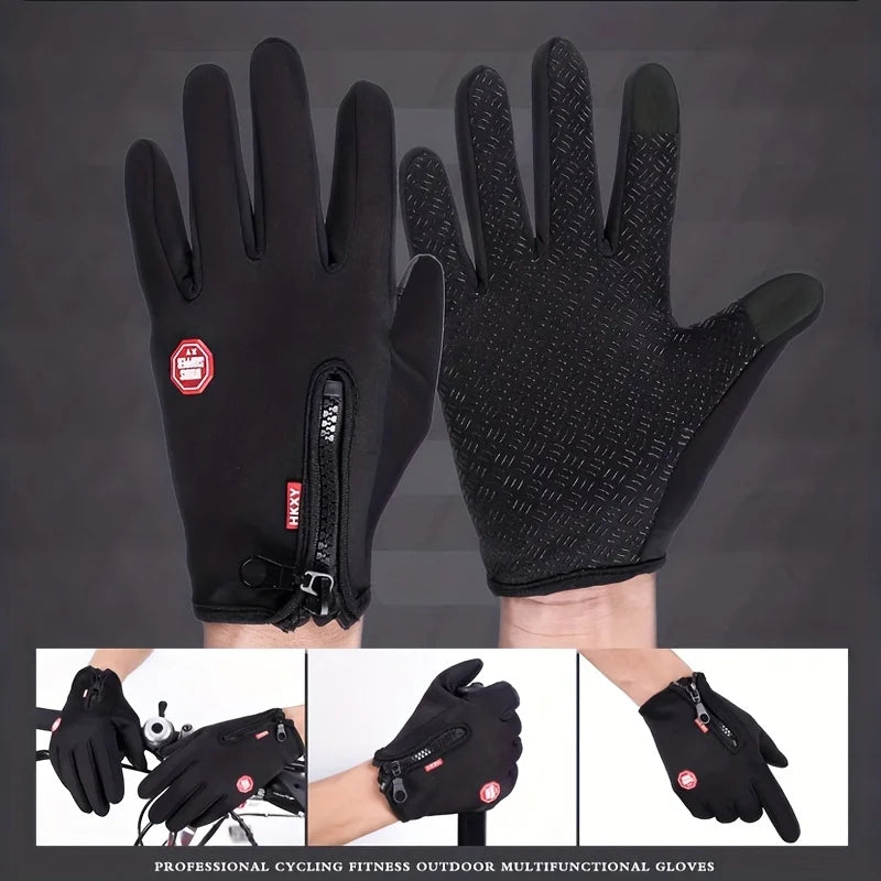 Guantes de Invierno Táctiles - Térmicos Antideslizantes para Ciclismo y Moto