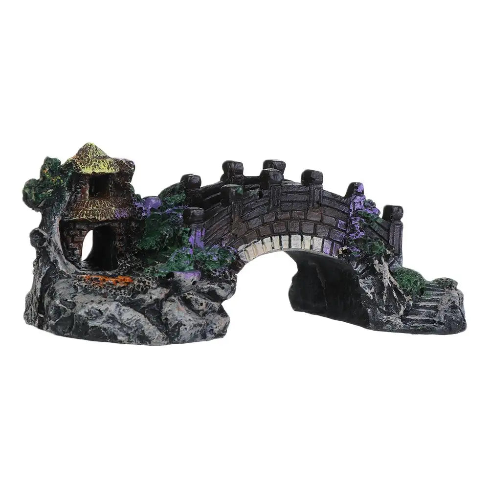 : Decoración para Acuario Árbol Artificial con Puente y Rocas - Ornamento Paisajismo Pecera